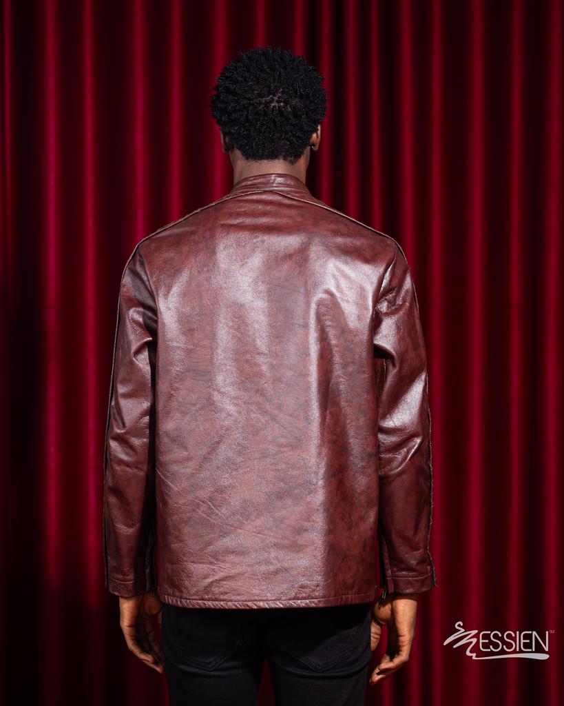 Product image - Kazum is a brown leather jacket made from pure animal skin. Product Code E07SS2403